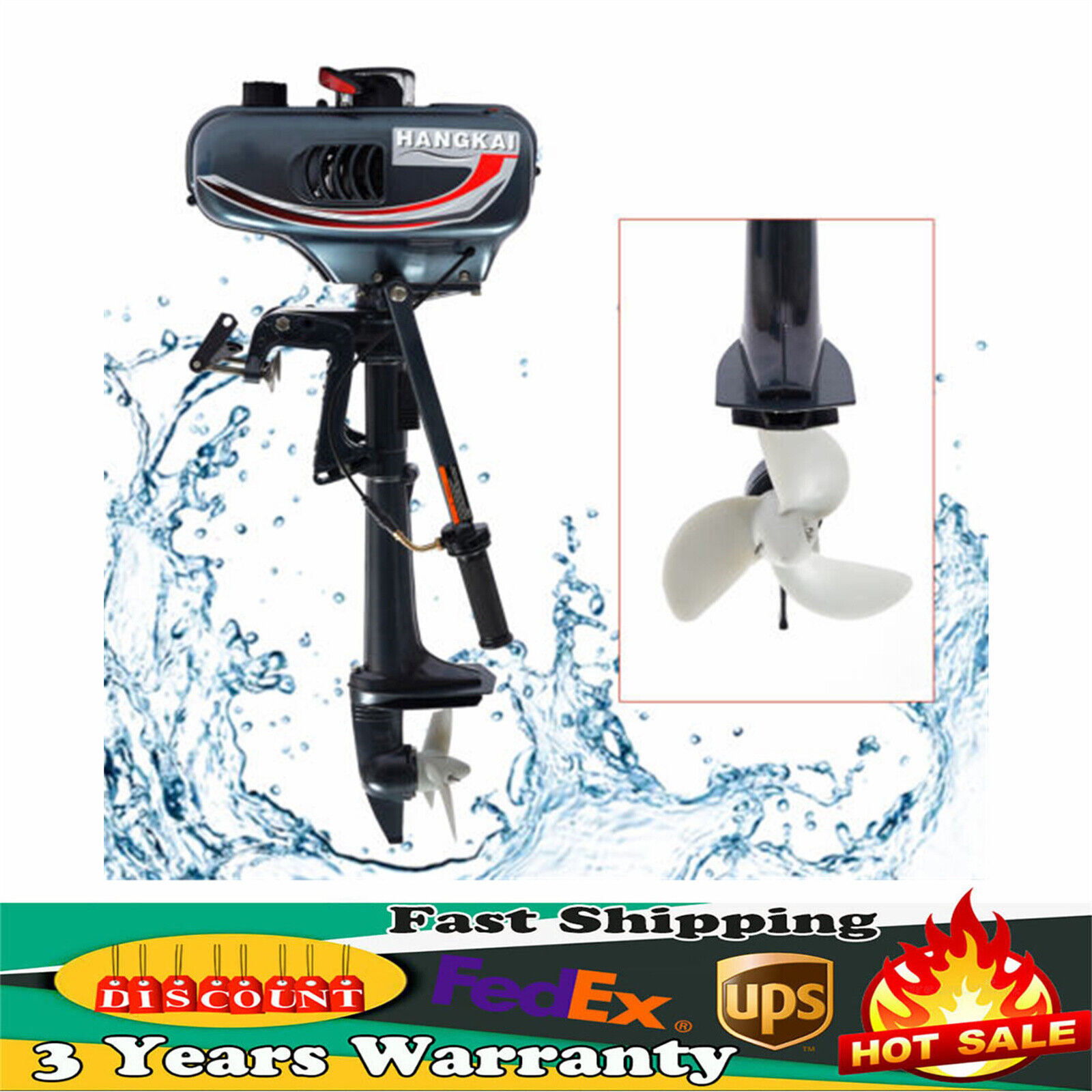 Outboard Motor, 6HP 2 Stroke 4.4KW Outboard Motor Fishing Inflatable Boat  Engine Water Cooling CDI System Cast Aluminum Construction for Superior